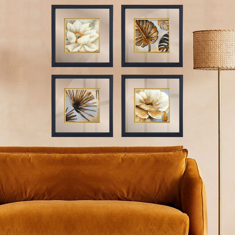 Anonymous - 4 Piece Single Picture Frame Painting Set on Glass