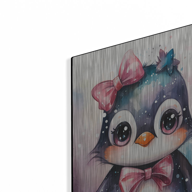 «Cute Penguin In Watercolor» par Momart, art mural en métal, H 16 po x l 12 po