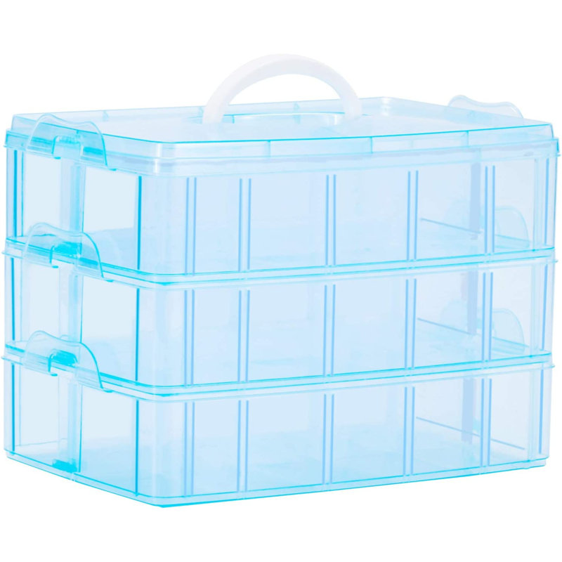 3-Tier Plastic Art Carrying Case, Blue