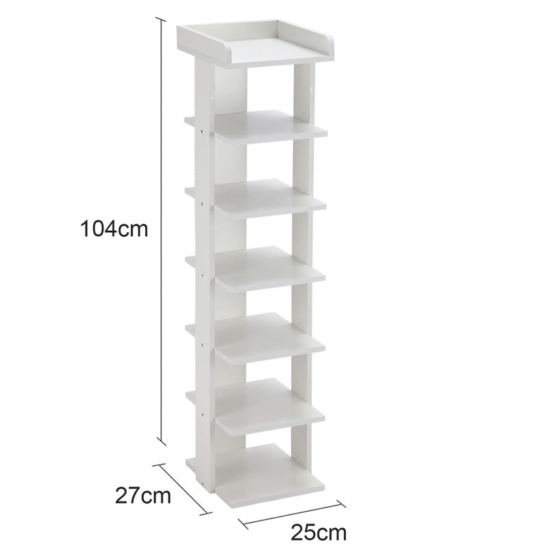 7 Pair Shoe Rack,  White