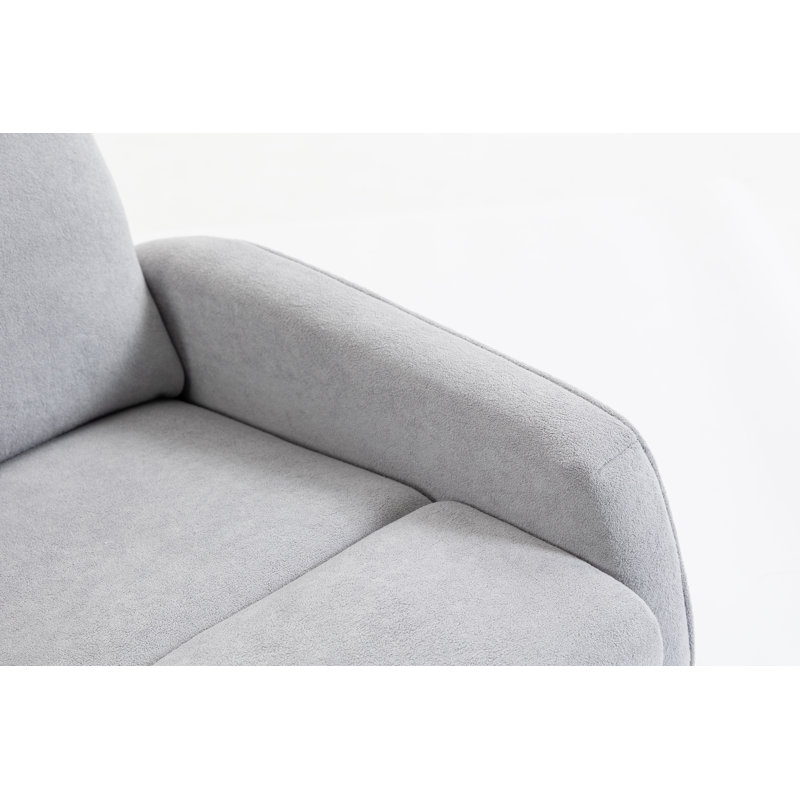 Short plush manual button armchair sofa, Gray
