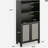 Tall Bookcase with Rattan Doors, 5 Tier Storage Wood Shelves Large Bookshelf, Pantry Cabinet Storage Cabinet for Kitchen, Living Room, Entryway-1012891267