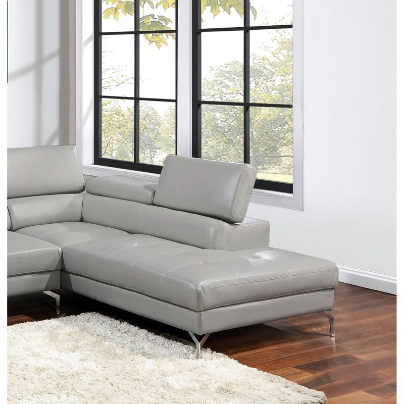 Canapé modulaire contemporain 2 pièces gris, similicuir avec siège et accoudoirs réglables, canapé modulaire 2 pièces, console de salon, tranquillité