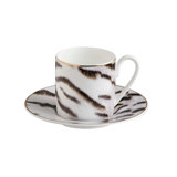 Coffee Cup & Saucer TIGER Set of 2 in Luxury Box diam. 2.3in, H 2.5in, Cap. 4 oz, Saucer diam. 4.75in