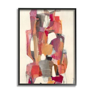 " Centered Geometric Shapes Abstract Red Orange " by Terri Burris