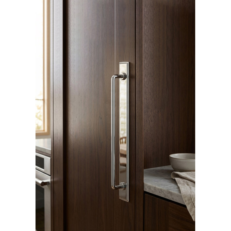 12.6'' Hole Pitch Sleek Bar Pull With G011 Backboard-Polished Chrome, 12.6, Polished Chrome