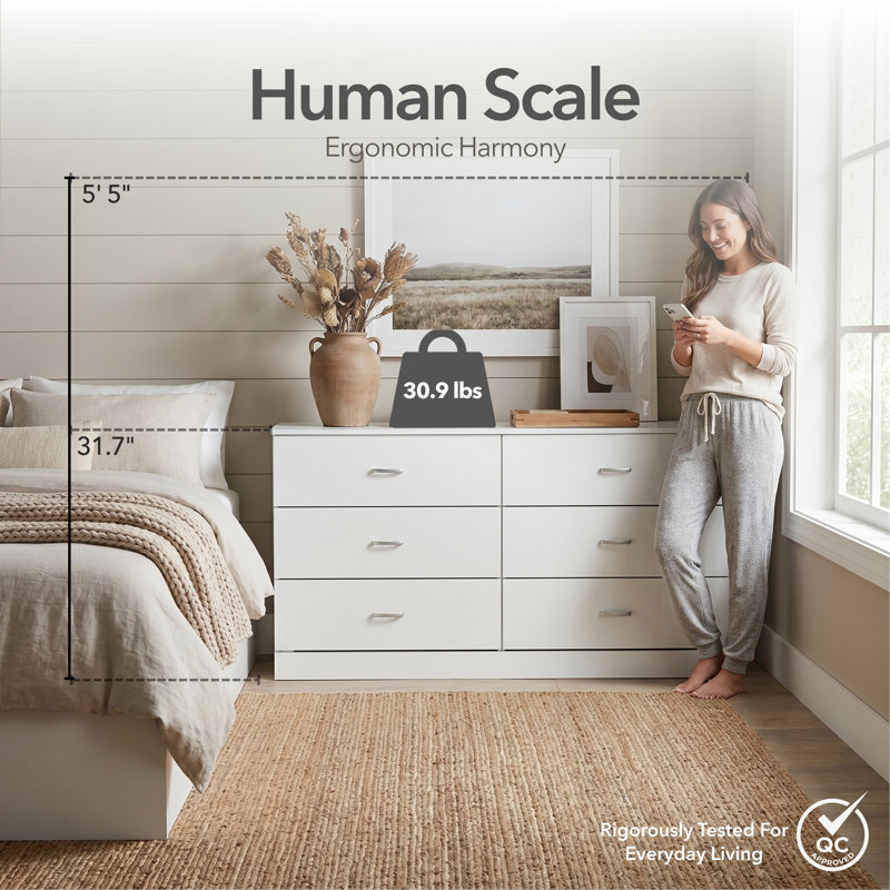Allyannah 59" W Modern Contemporary 6 Drawer Dresser