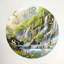 "Mountain Stream", horloge murale en verre-1165058673