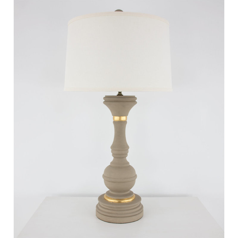 Canaan Table Lamp, Dark Taupe/Gold Leaf, Off White