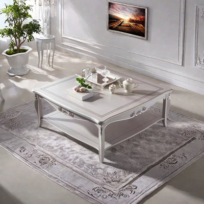 Light luxury carved square coffee table