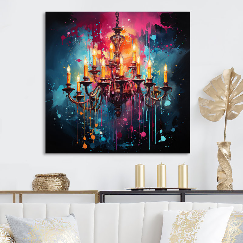 Lustre rétro pointillisme glamour III - impression, Toile tendue, H 16 po x l 16 po x P 1 po