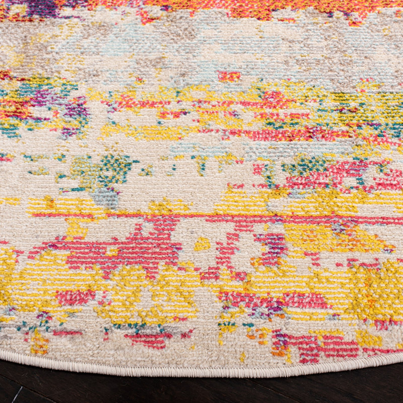 Felty Abstract Beige Area Rug, Rectangle 5'3" x 7'6"