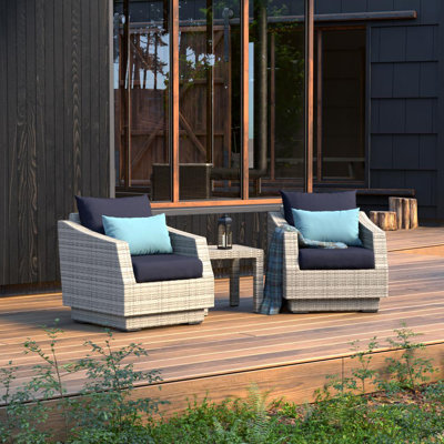 Fionnula 3 Piece Rattan Seating Group With Olefin Cushion Covers