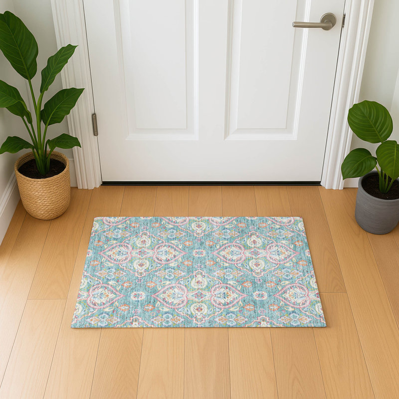 Premium Machine Washable Mayfield AMF2207 bohemian Rug, 1'8" x 2'6", Spa