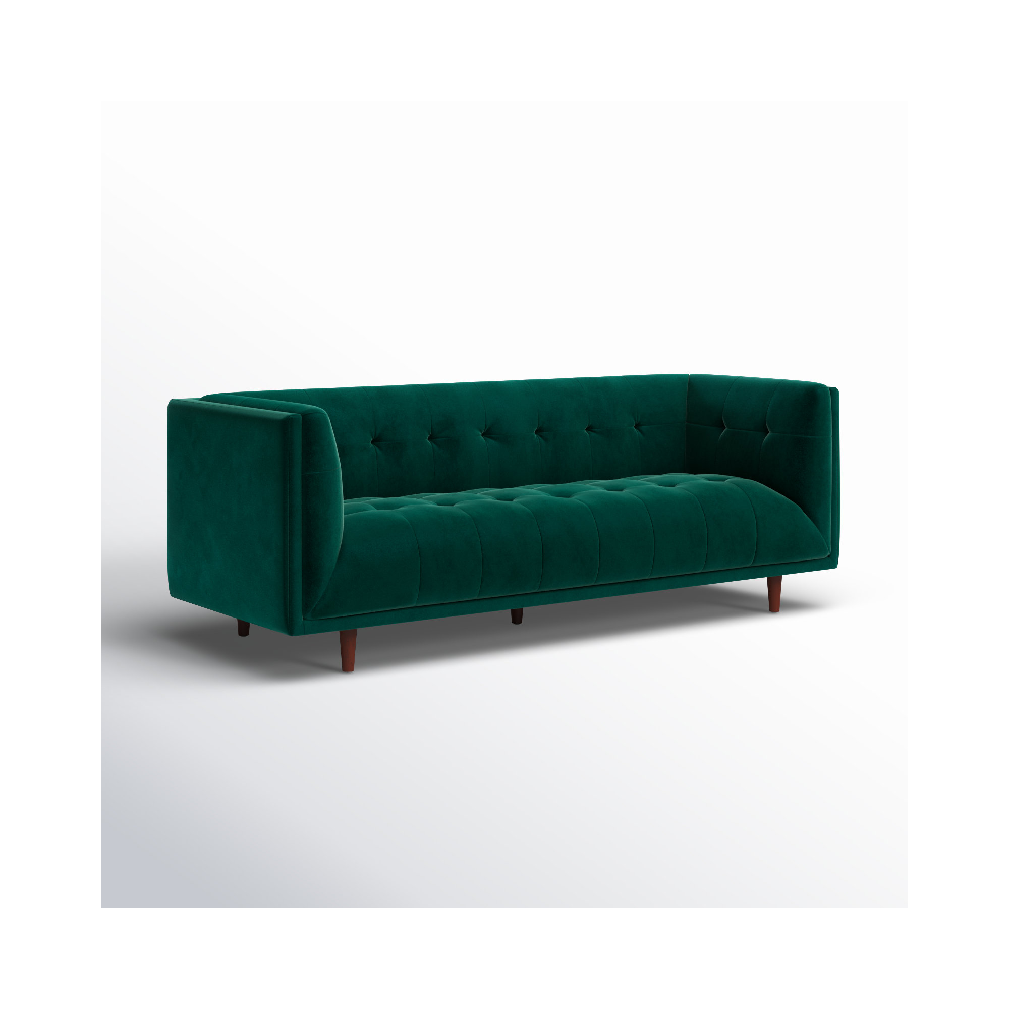 George 82'' Upholstered Sofa, Emerald Green Velvet