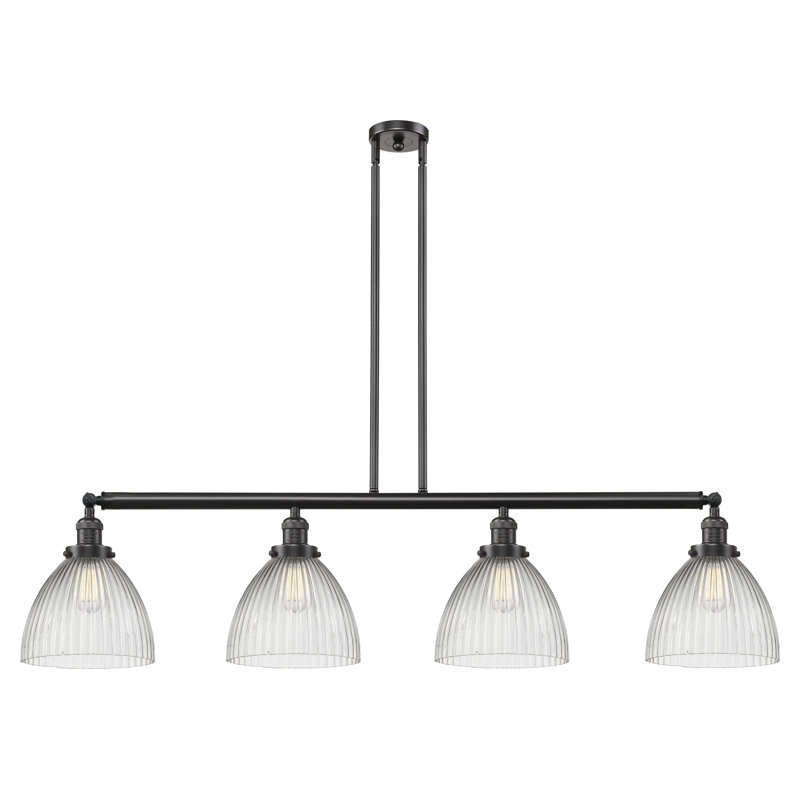 Luminaire suspendu linéaire à 4 lumières pour îlot de cuisine Shauna, Nickel poli, Ampoule non incluse