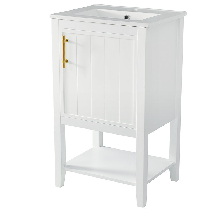 Meuble-lavabo simple 15,5 po avec plateau en bois manufacturé Zykiah