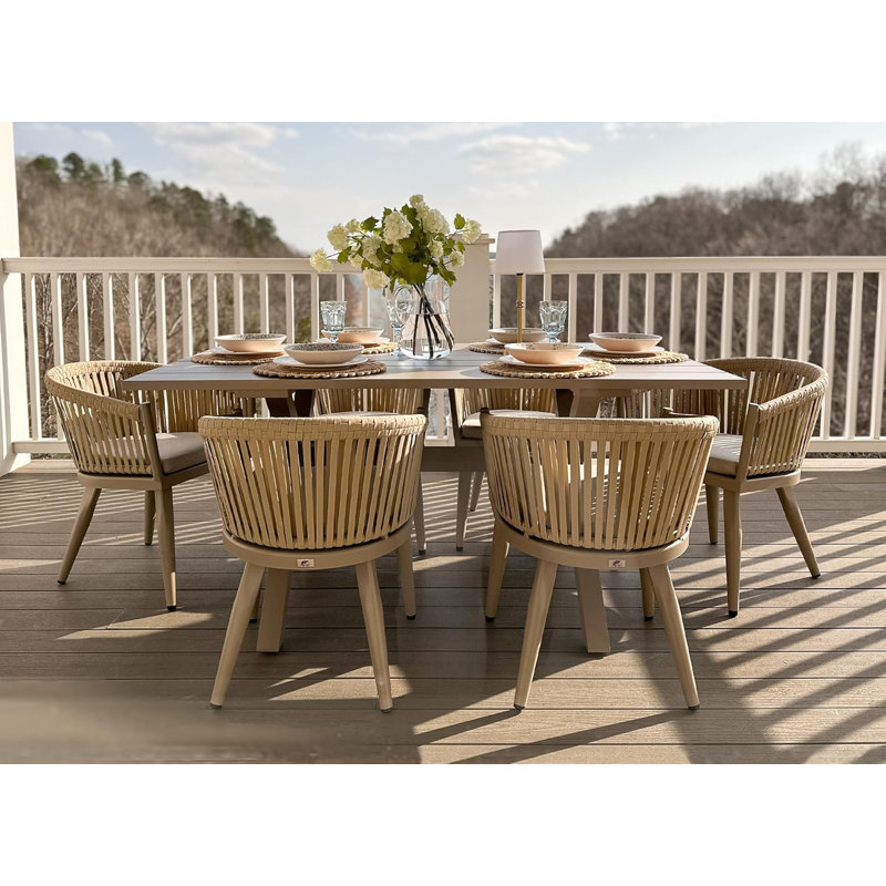 Ensemble de salle à manger rectangulaire pour l'extérieur L 62,99 po pour 6 personnes