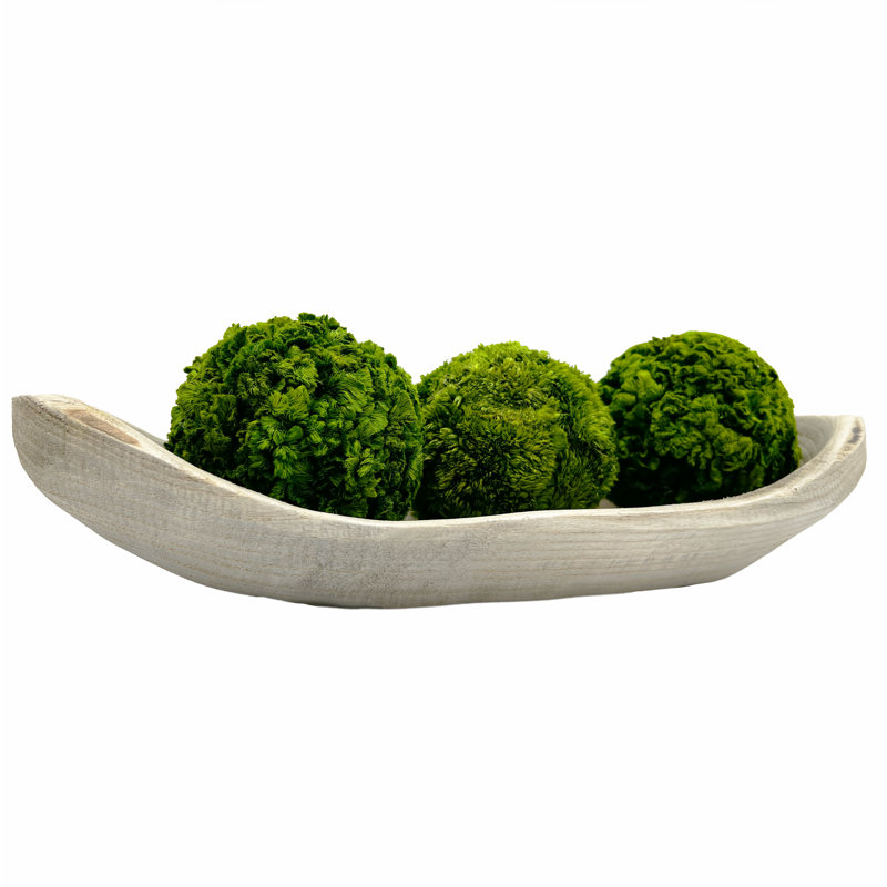 Bol décoratif en bois avec boules de coq préservées Pamela