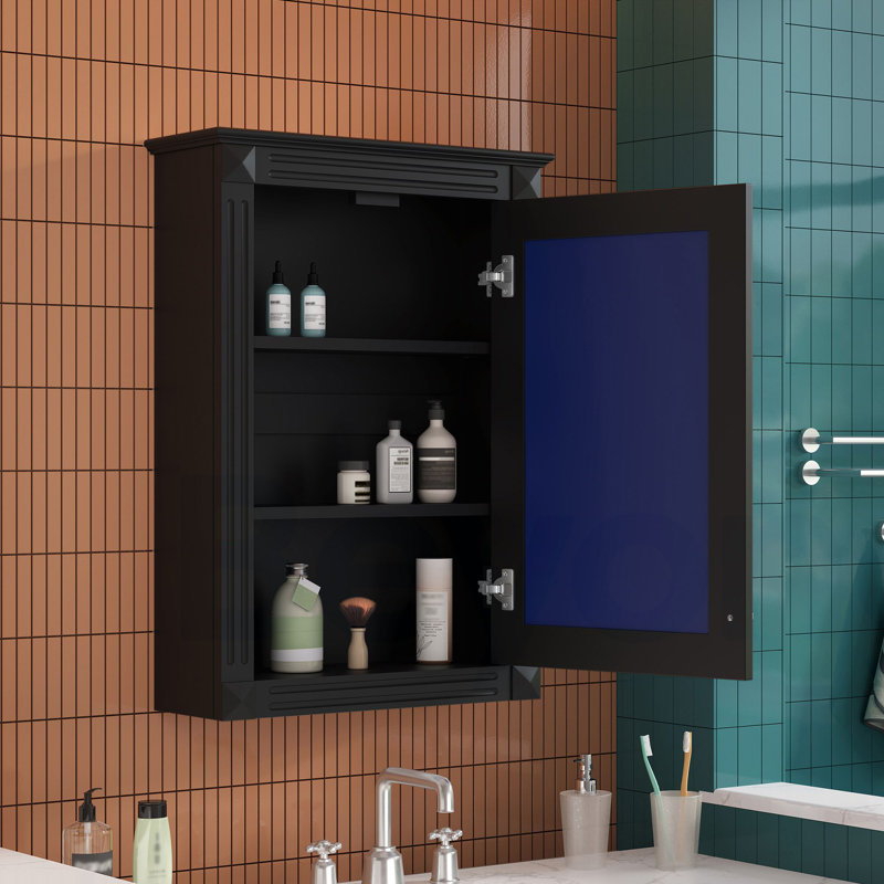 Armoire de rangement de salle de bain murale 20 "avec miroir, armoire à pharmacie avec tablette réglable en hauteur, armoire de rangement au-dessus de la toilette