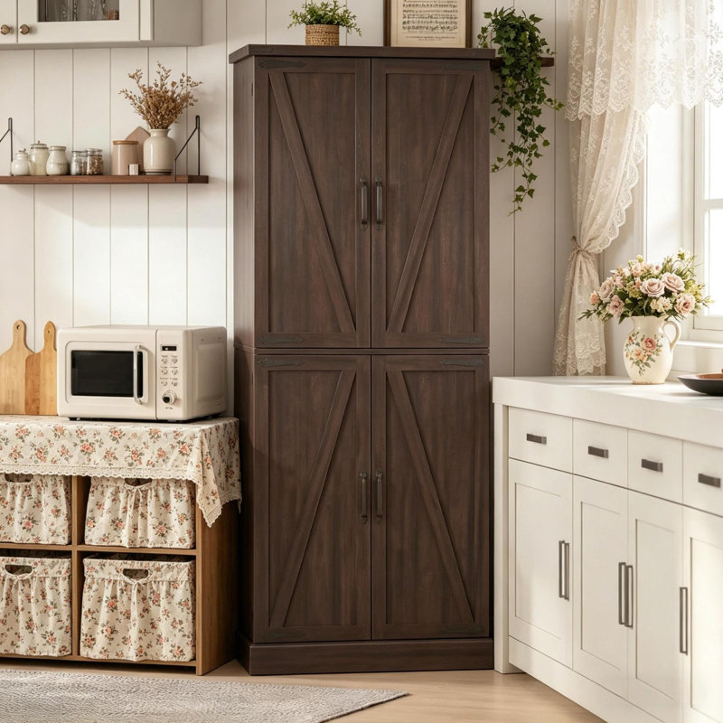 Armoires spacieuses, garde-manger rustique en MDF de 72 po