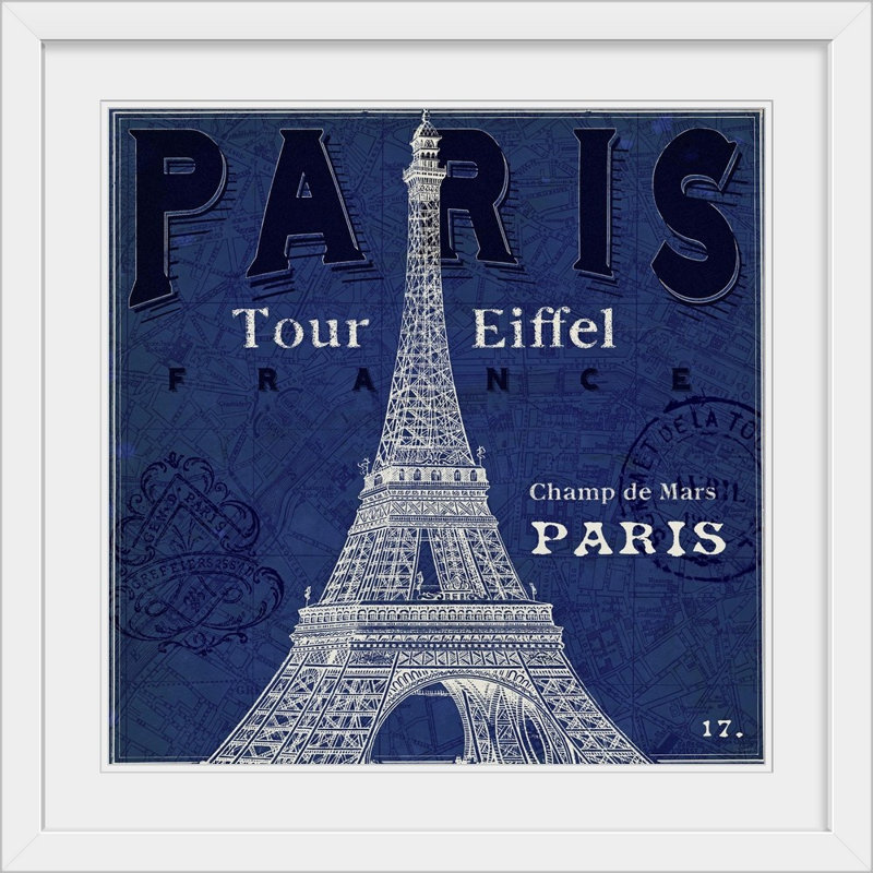 « blueprint tour eiffel » par sue schlabach, impression, Cadre blanc, H 32 po x l 32 po x P 1 po