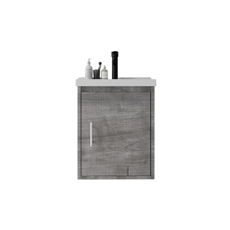 Ensemble de meuble-lavabo mural 16 po avec lavabo et portes à fermeture en douceur pour petites salles de bain, Grey, 16"