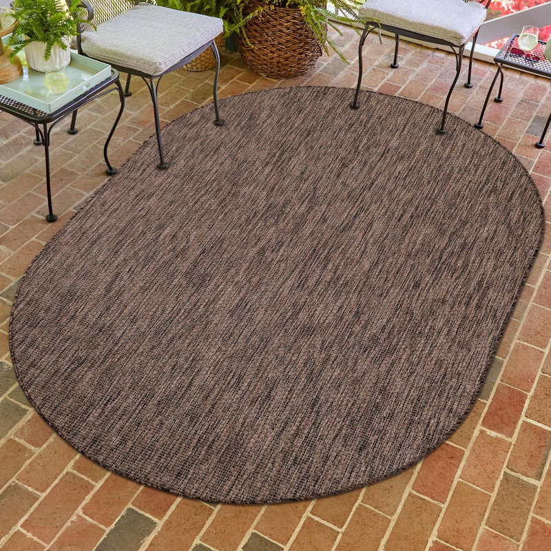 Abderus Light Brown Indoor Area Rug, Oval 5'3" x 8'