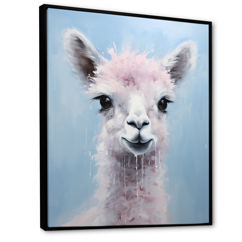 Gris gris, alpaga majestueux - art mural Alpaca, H 44 po x l 34 po x P 1,5 po, Cadre flottant noir