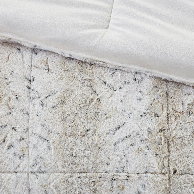 Édredon en fausse fourrure douce pour lit double / grand - 4 pièces avec édredon, 2 taies décoratives et coussin décoratif, rembourrage chaud