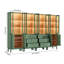  Bibliothèque modulaire de 94,5 po avec portes en verre, éclairage à DEL intégré, quincaillerie de couleur laiton et poignées en cuir véritable, grande unité murale vert sauge avec tiroirs et armoires de rangement-896034100-896034101