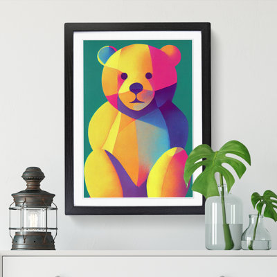 Teddy Bear Color Field 1 Piece Single Picture Frame Wall Art