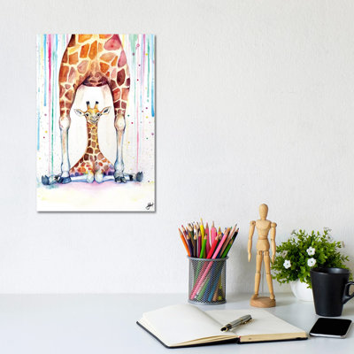 Gorgeous Giraffes In Rain by Marc Allante - Wrapped Canvas Painting