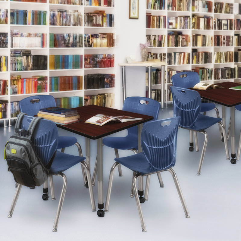 Ensemble de table de salle à manger L 42 po Romig Kee, H 34 po x L 48 po x l 48 po, Acajou, Bleu