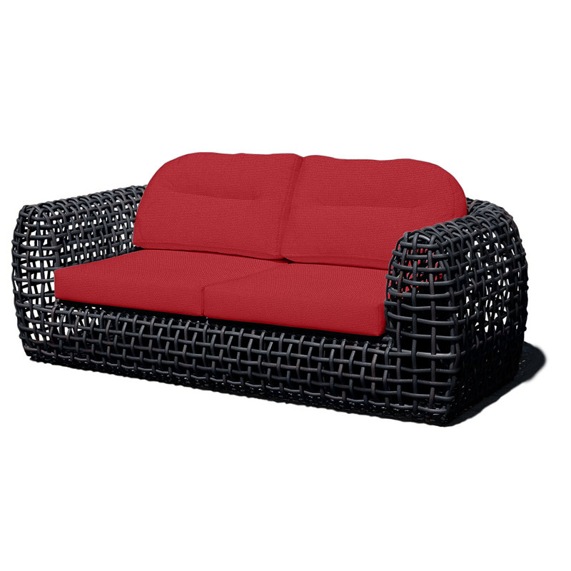 Dynasty Outdoor - Seat Patio Sofa, Canvas Air Blue Sunbrella® Canvas, Black Mushroom