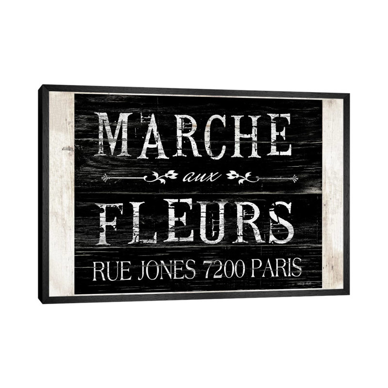 Fleurs Sign II by Cindy Jacobs - Print on Canvas, Black Framed Canvas, 45.72cm H x 66.04cm W x 3.81cm D