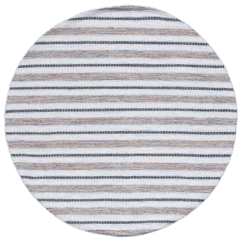 Gavankar Flat Weave Cotton Striped Rug, Round 6'