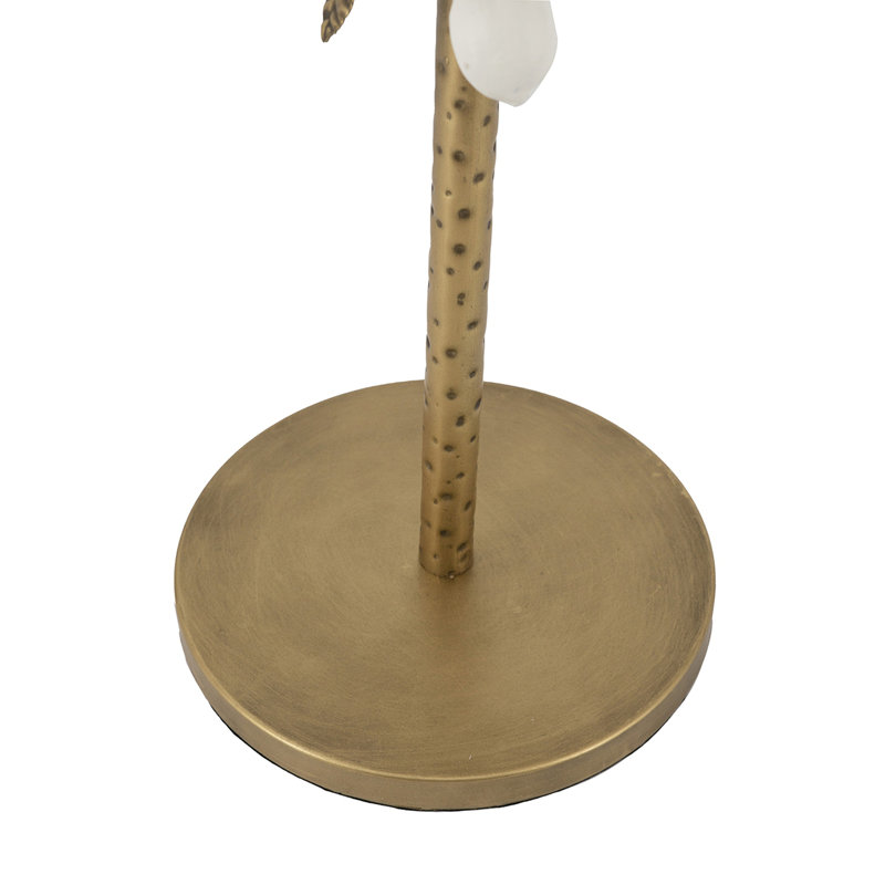 Table d'appoint ronde en fer 11,8 x 11,8 x 28,3 po avec accents floraux dorés et blancs et base en ciment