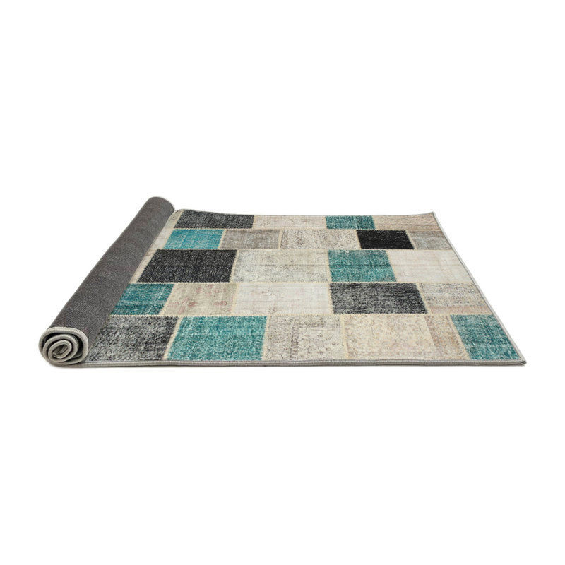 Tapis gris/vert zone contemporaine, Rond 3 pi