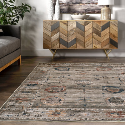 Tapis Cleora Vintage Floral SplashGuard lavable à la machine