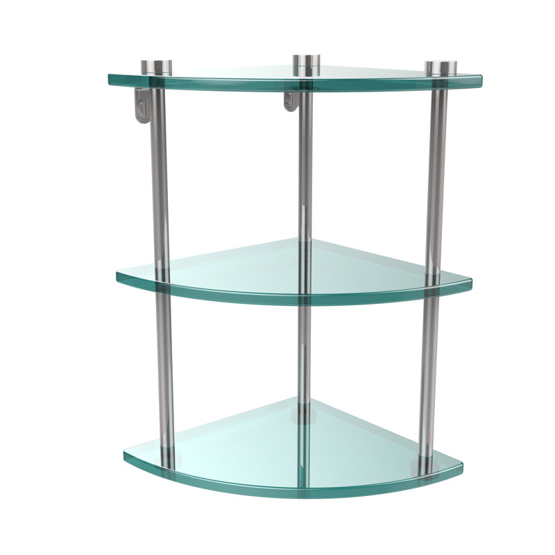 Gober 3 Piece Triangle Corner Shelf, Polished Chrome