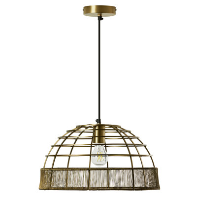 Luminaire suspendu en forme de dôme en or 16 po Clara