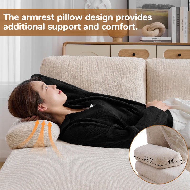 Sofa Couches , U Shaped Sofa Couch with Double Chaise Lounge, 4-Seat Sofa Set with Chenille Fabric for Livingroom