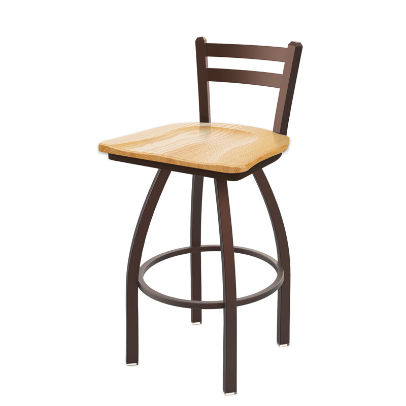 411 Jackie Low Back Swivel Bar & Counter Stool, Bronze, Wood-Dark Cherry Oak, Counter Stool (25” Seat Height)