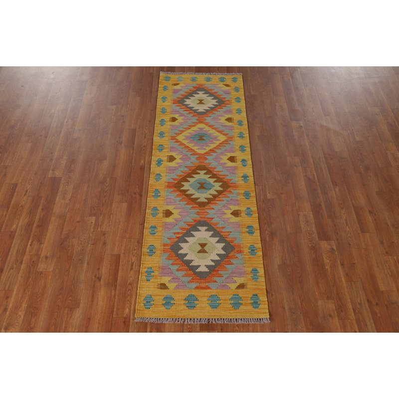 Reversible Wool Kilim Oriental Runner Rug 2x7