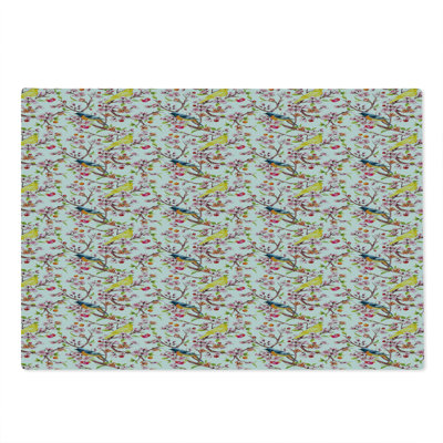 Ambesonne Spring Cutting Board Large Size Sakura Branches and Birds Multicolor