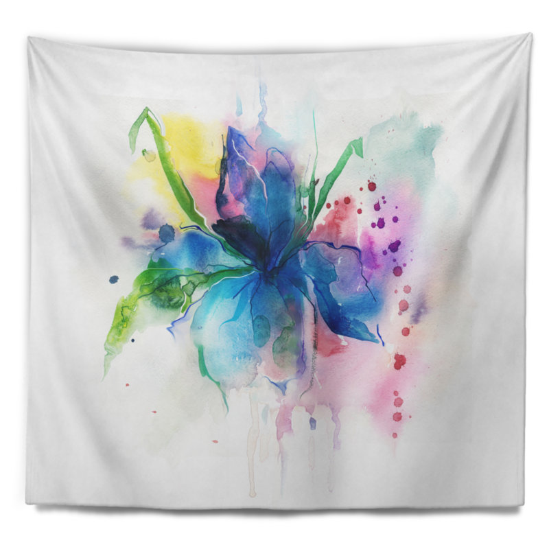 Tapisserie d’art à motif aquarelle animal iris, H 50 po x l 60 po