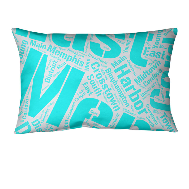 Coussin lombaire intérieur/extérieur memphis, Cyan, Non