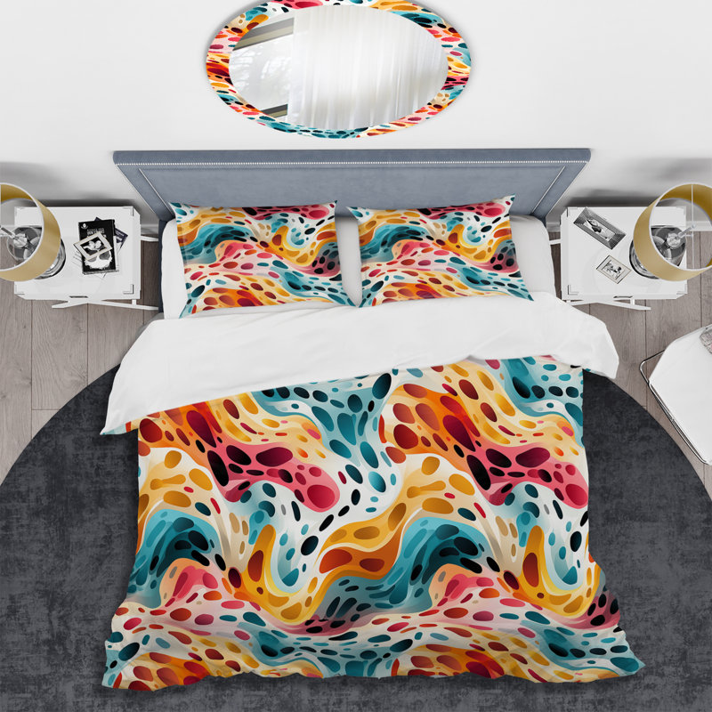 Rainbow Cheetah Waves II Abstract Duvet Cover, Twin Duvet Cover + 1 Standard Sham