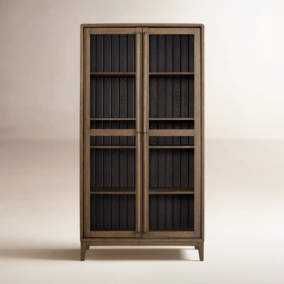 Aurora 2-Door Wood Veneer Display Cabinet, Peppercorn